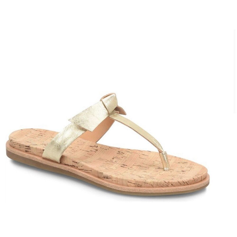 Kork-Ease Blake Metallic Leather Sandal Women’s 7 Light Gold Platino Thongs Cork - Picture 3 of 9